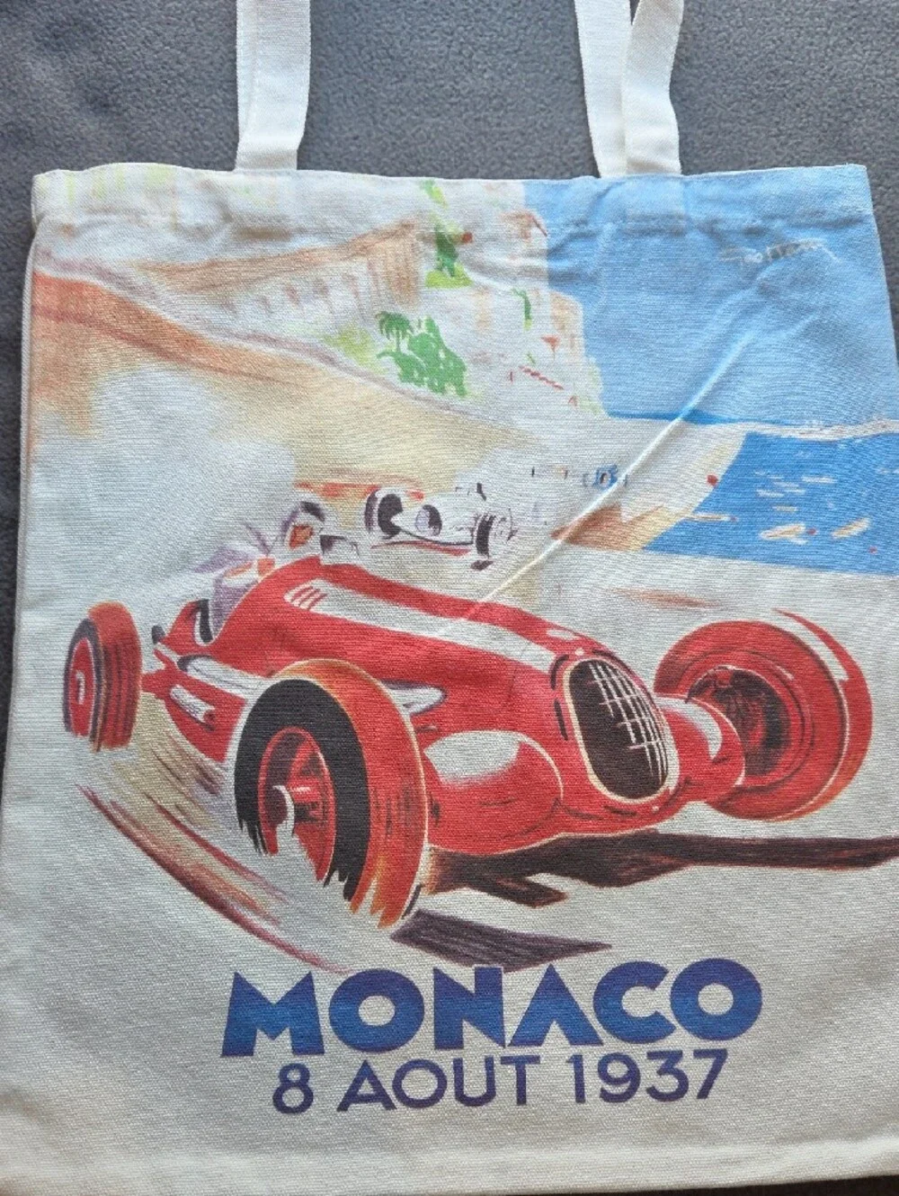 Monaco 8 Aout 1937 Red Vintage Racing Tote Bag - Men Bags